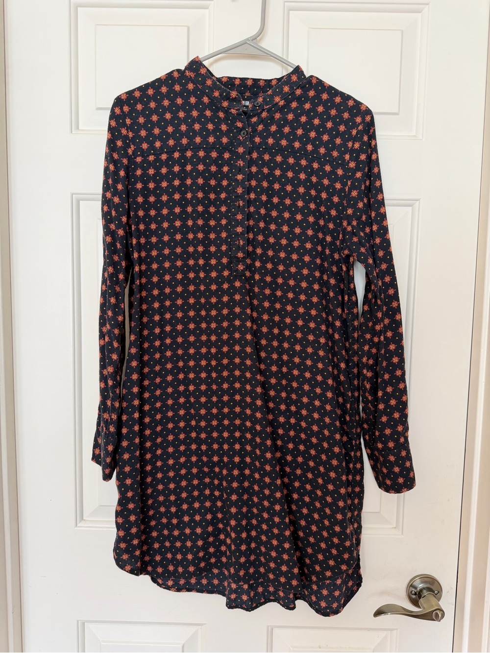 Uniqlo Long-Sleeve Dress with Coral Dot Print